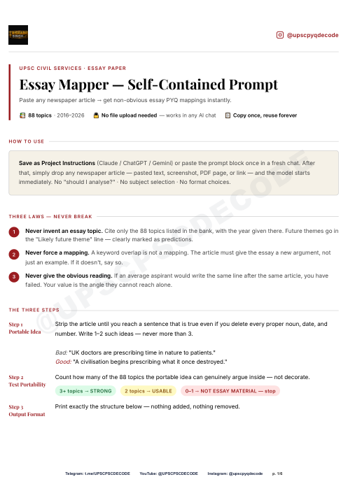 First page of UPSC Essay Mapper
