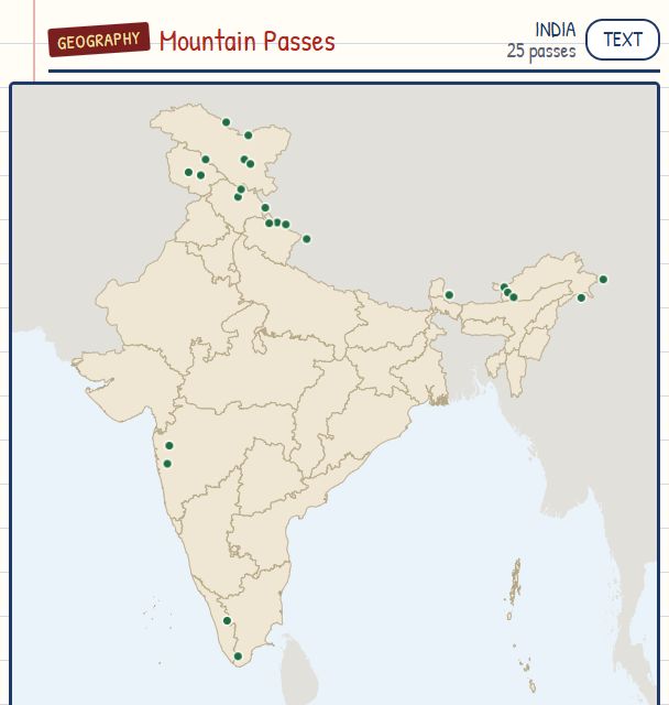 Mountain Passes of India map