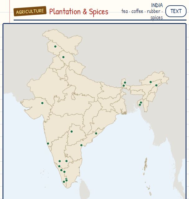 Plantation Crops and Spices map